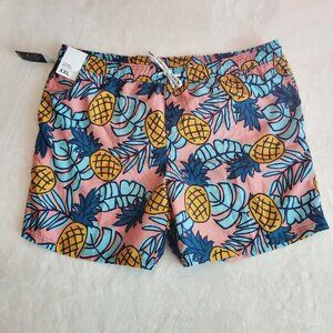 NEW Men Swim Trunks 7" Swim Trunks Shorts‎ Pineapple Coral XXL